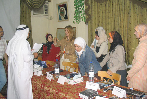 Speaking with a tribal leader in Bosra, Syria